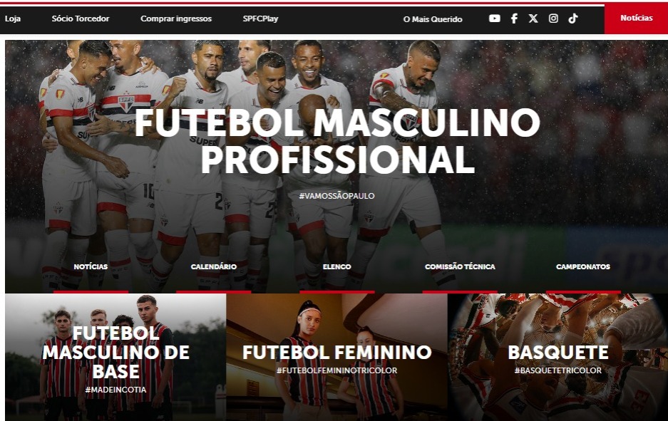 São Paulo apresenta mudanças no site do clube